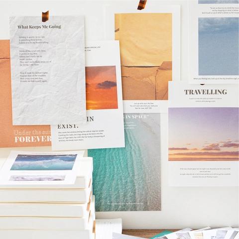 Natürliches Journaling Scrapbook Material Papier Weißes Kraftpapier Vintage Landschaften Wolken Sonnenuntergang Meer Dekopapier Für DIY Kunsthandwerk Schreibwaren