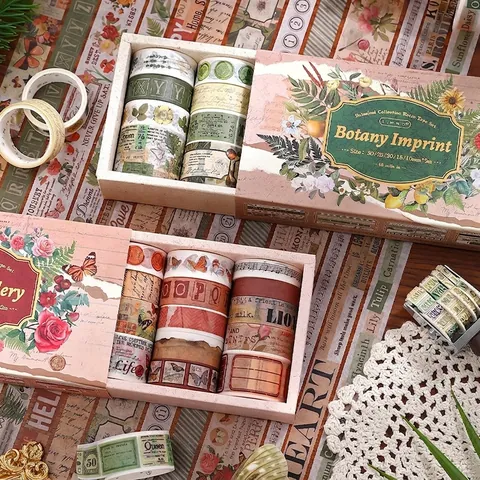 Set Di Nastri Washi Vintage 18 Rotoli Fiori Botanici Farfalla Giornale Nastro Adesivo Decorativo Per Scrapbooking Fai Da Te