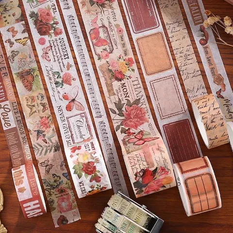 Set Di Nastri Washi Vintage 18 Rotoli Fiori Botanici Farfalla Giornale Nastro Adesivo Decorativo Per Scrapbooking Fai Da Te