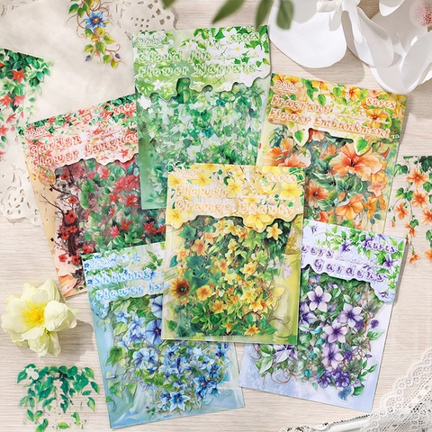Adesivi Decorativi in PET a Fiori Nordici per Scrapbooking DIY Diario Impermeabili Botanici Estetici Adesivi di Cancelleria