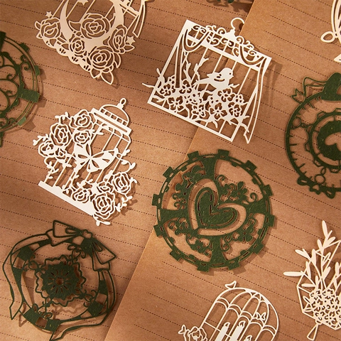 Vintage Lace Hollowed Out Material Paper 15PCS Dream Story Series Butterfly Floral Decorative Paper For DIY Scrapbooking Journaling