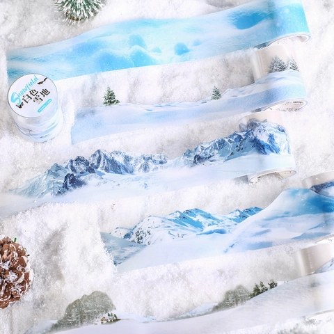 PET Decoratieve Tape Snowfield Return Line Serie Winter Sneeuwberg Landschap DIY Scrapbooking Journaling Stationery Stickers
