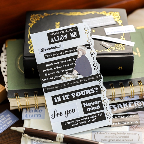 Autocollants de Scrapbooking de Journal Vintage Retro Anglais Morpheus Daily Paper Die-Cut Journaling Stickers Décoratifs