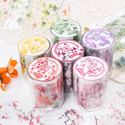 Retro Botanische Bloem PET Decoratieve Tape Romantische Tuin Tak Serie Transparant Scrapbooking DIY Materiaal Sticker