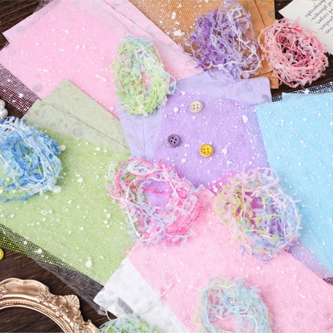 Retro Story Vintage Floating Dream Serie DIY Kit Material Scrapbooking Encaje Malla Fibra Papel Botones Madera para Decoración Journal