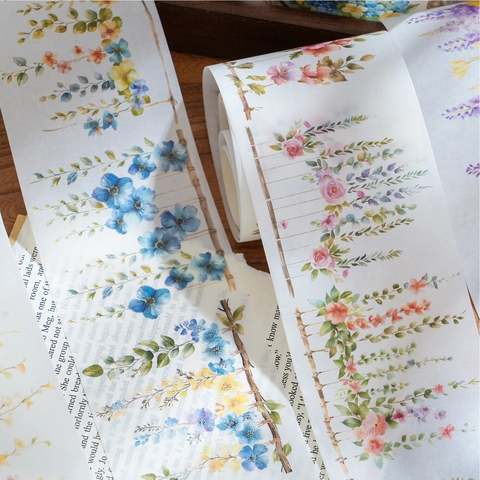 Cinta Washi Serie Wild Garden para Decoración de Diarios Álbumes de Recortes Patrón Botánico Floral Cinta de Papel Washi Manualidades DIY