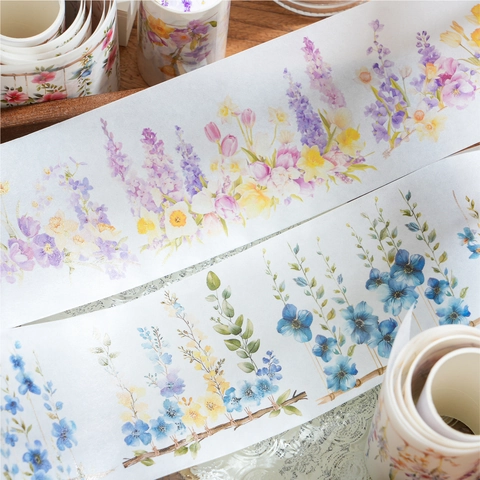 Cinta Washi Serie Wild Garden para Decoración de Diarios Álbumes de Recortes Patrón Botánico Floral Cinta de Papel Washi Manualidades DIY