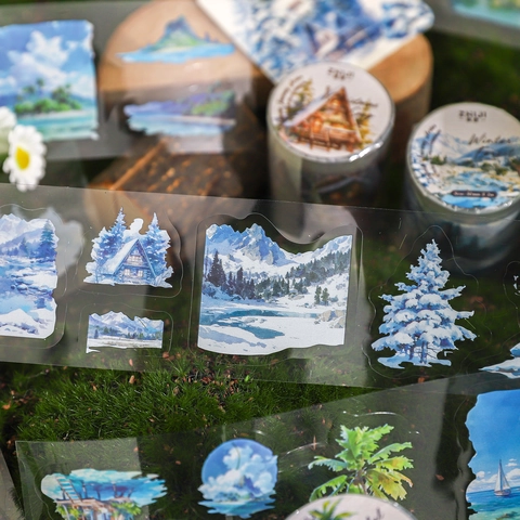 Infinite Journey Series Waterproof PET Tape For Scrapbooking Journaling DIY Art Decorative Natural Scenery Landscape Stickers Multi Style Aesthetic Craft Material