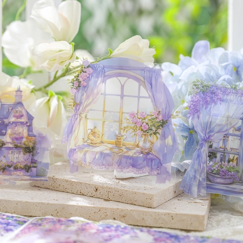Vintage PET Window Scenery Sticker Pack Floating Holiday Series Waterproof Decorative Landscape Decals For Scrapbooking