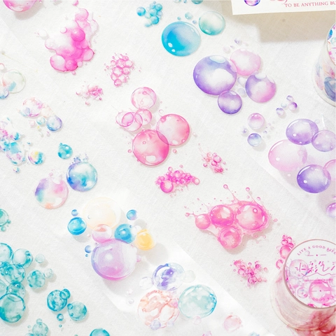 Ruban Décoratif PET Bulles Aquarelle Dégradé Découpé Journal Scrapbooking DIY Loisirs Créatifs Ruban en Rouleau