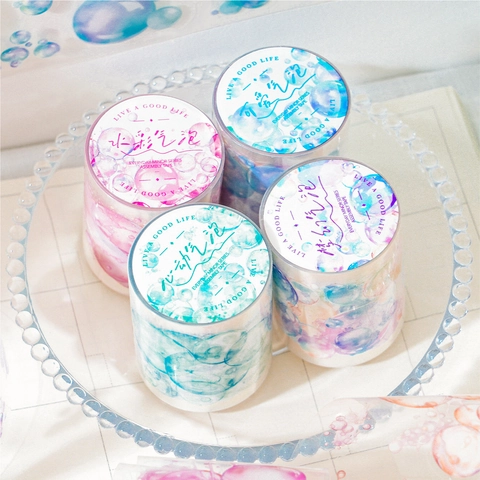 Ruban Décoratif PET Bulles Aquarelle Dégradé Découpé Journal Scrapbooking DIY Loisirs Créatifs Ruban en Rouleau