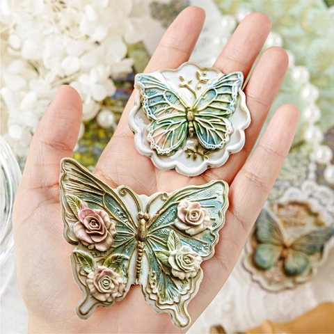 Adesivi in Carta Speciale con Farfalla a Rilievo Vintage per Scrapbooking Diario Decalcomanie Floreali Decorative Materiale DIY