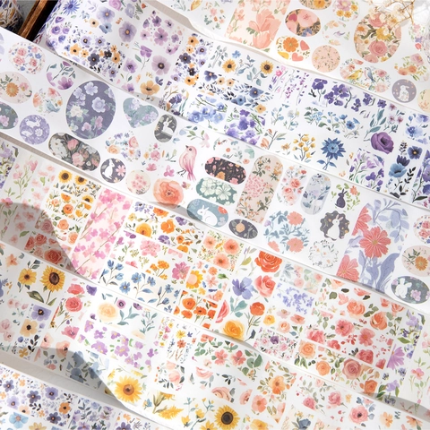 Nastro Washi Floreale Serie Dreams Among Flowers per Scrapbooking Adesivi Washi Decorativi Fai Da Te Nastro Artistico Estetico Vintage