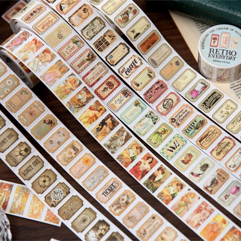 Vintage Retro Washi Tape Retro Everyday Series Scrapbooking Decorative Paper Stickers For Journaling DIY Arts Crafts