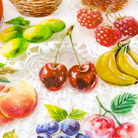 Adesivi PET Serie Mercato della Frutta ad Acquerello Estetica Vintage Decorativi Tema Frutta per Scrapbooking DIY Journal