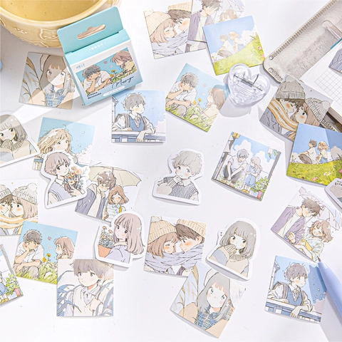 Anime Mädchen Boxed Aufkleber Retro Papier Dekorative Decals Für DIY Scrapbooking Journaling Hand Konto Schreibwaren