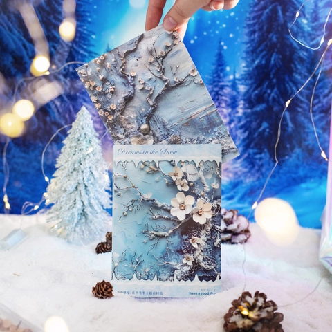 Dreams In The Snow Carta Materiale a Tema Invernale Carta Decorativa Vintage in Stile Nordico per Decorazione Scrapbooking Fai da Te