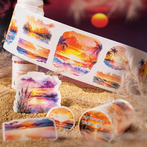 Sunset Afterglow Series Washi Tape Aesthetic Landscape Scenery Decorative Stickers For Scrapbooking DIY Journaling Craft Art Supplies