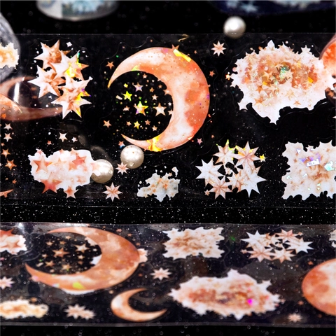 Star Oath Serie PET Deko Klebeband Laser Goldprägung Stern Mond Thema DIY Scrapbooking Material Band Für Tagebuch Dekor