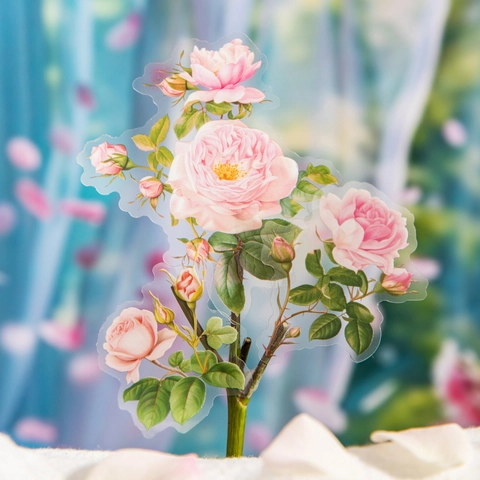 Pink Garden PET Blumen Aufkleber 30Stück Retro Pink Floral Dekorative Aufkleber Für DIY Scrapbooking Journaling Materialien