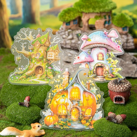 Elfenhorde Serie Märchenhaus PET Aufkleber Für Scrapbooking DIY Journal Dekorative Fantasie Pilz Kürbis Haus Aufkleber