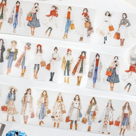 Vintage PET Washi Tape Scenery Architecture Fashion Illustrations For Scrapbooking Journaling DIY Material Loop Stickers