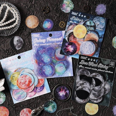 Planeten Galaxie Mond Weltraum Aufkleber Wasserdicht PET Dekorativ Ästhetisch Journaling Scrapbooking DIY Schreibwaren Aufkleber