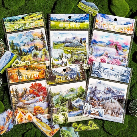 Transparente PET Landschafts Aufkleber Natur Wald Berge Serie Wasserdichte Dekorative Sticker Für Scrapbooking Journaling DIY Basteln