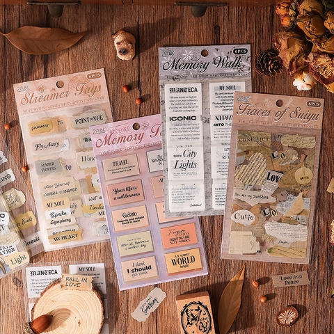 Vintage Wasserdichte PET Aufkleber Retro Journaling Etiketten Englische Phrasen DIY Scrapbooking Dekorationsmaterialien