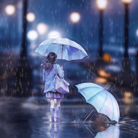 Walking In The Rain Series PET Stickers Waterproof Artistic Watercolor Girl Umbrella Figure Decorative Scrapbooking Journal Material Collage