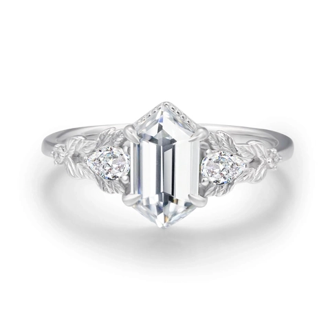 S925 Sterlingsilber Hexagon Zirkonia Ring Für Damen Vintage Blumenranke Zweig Blatt Design Mode Statement Fingerring Schmuck