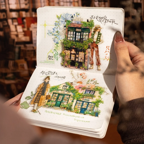 Ruban Décoratif PET Architecture Vintage Série Épicerie Rouleau d'Autocollants DIY pour Journaling Scrapbooking Décoration