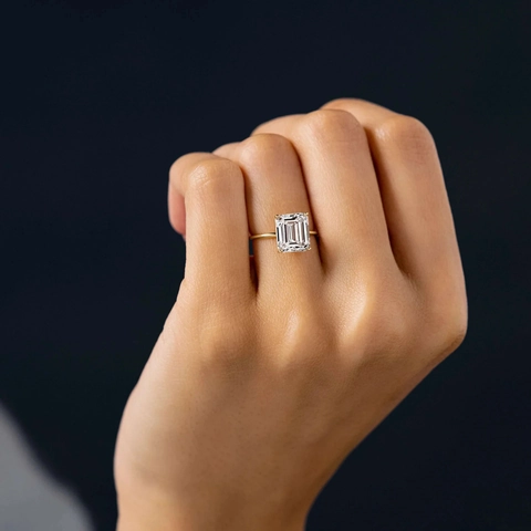 925 Sterlingsilber Rechteck Smaragdschliff Zirkonia Ring Vergoldet Einfach Minimalistisch Zeigefinger Mode Ring Für Damen
