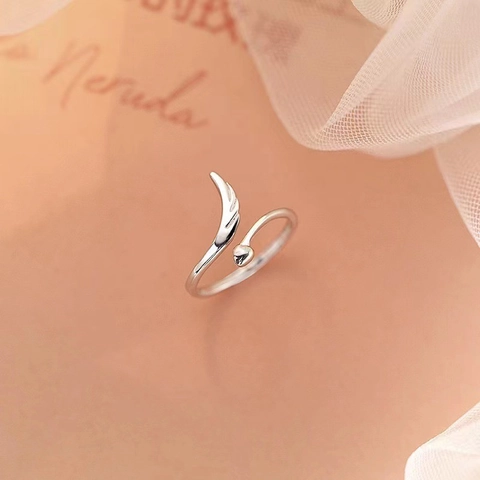 925 Sterlingsilber Engelsflügel Herz Offener Ring Für Damen Verstellbarer Platinierter Minimalistischer Mode Fingerschmuck