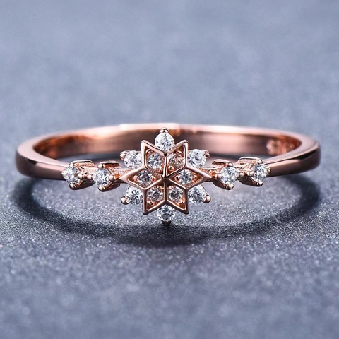 Bague Étoile Hexagramme Flocon de Neige en Argent Sterling S925 pour Femme Élégante Bague Réglable avec Strass Pavé