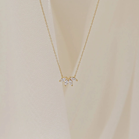 Collar con Colgante de Hoja de Plata de Ley 925 para Mujer Cadena de Clavícula Minimalista con Strass Joyería de Moda