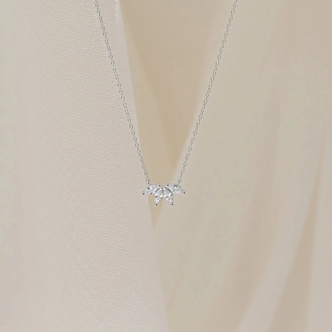 Collar con Colgante de Hoja de Plata de Ley 925 para Mujer Cadena de Clavícula Minimalista con Strass Joyería de Moda