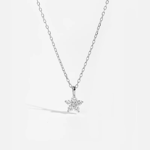 S925 Sterling Silver Flower Pendant Necklace For Women Simple Fashion Rhinestone Clavicle Chain Jewelry Gold Silver Plated