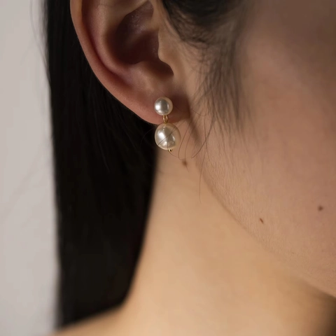 Eleganti Orecchini a Bottone in Argento Sterling 925 Perla Artificiale Orecchini Pendenti con Perla Barocca per Donna Gioielli di Moda