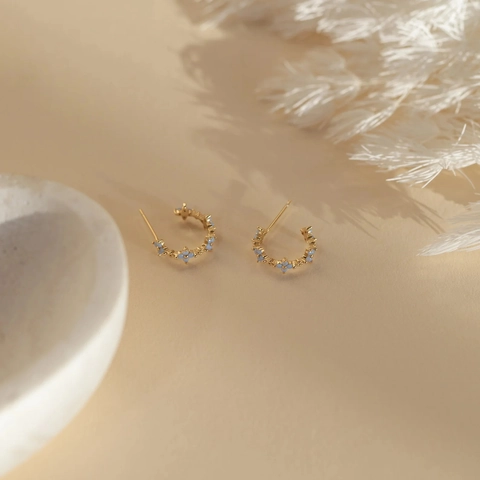 925 Sterling Silver Four-leaf Clover C-Shaped Hoop Earrings For Women Minimalist Floral Rhinestone Fashion Jewelry Gift