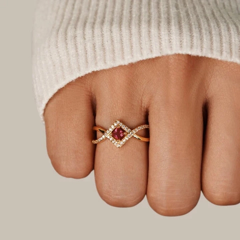 925 Sterling Silver Square Zirconia Infinity Ring For Women Gold Plated Twisted Pave Ring Simple Fashion Finger Jewelry Gift