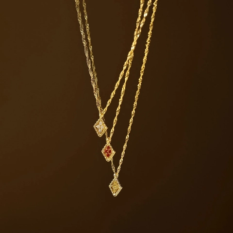 Collana in Argento Sterling 925 con Ciondolo a Rombo Pietra Portafortuna per Donna Collana Pendente Geometrica Minimalista Gioielli