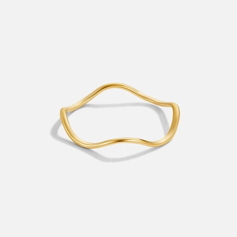 Anello a Onda in Argento Sterling S925 Placcato Oro Minimalista per Donna Gioielli per Dita a Linea Sottile Alla Moda