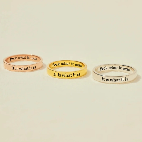 925 Sterling Zilveren Ring Gegraveerde Letters Band Ring Voor Vrouwen Minimalistische Emaille Slogan Inspirerende Sieraden Cadeau