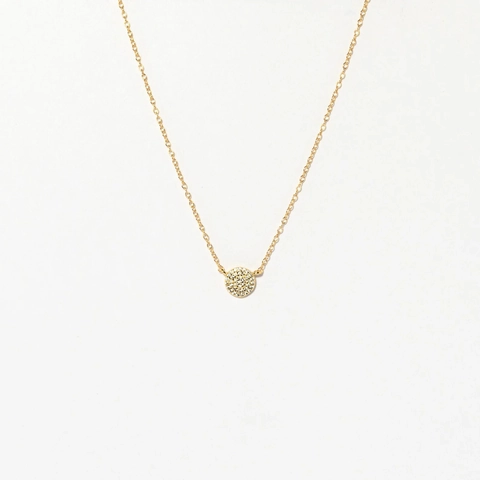 Collar con Colgante de Círculo Pavé de Zirconia en Plata de Ley S925 Cadena de Clavícula Dorada Joyería para Mujer