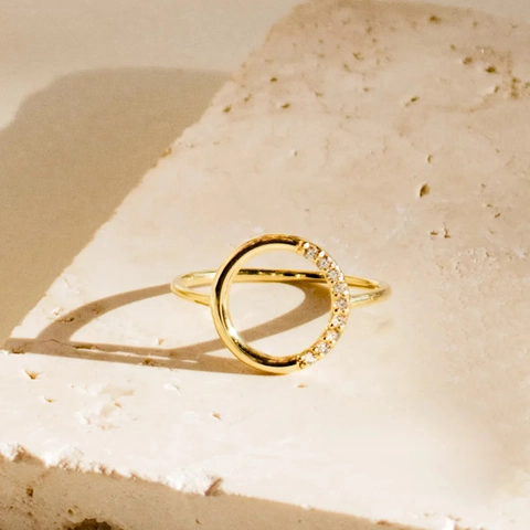 925 Sterling Zilveren Ring Voor Vrouwen Verguld Holle Cirkel Strass Mode Sieraden Minimalistisch Elegante Wijsvinger Ring