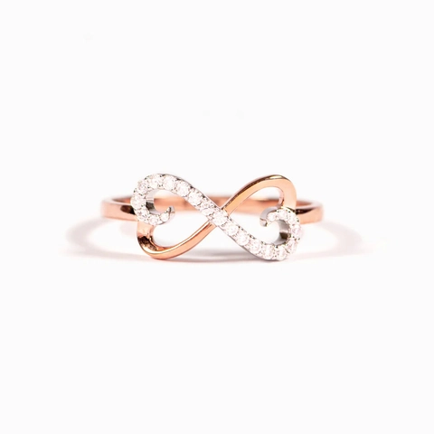 925 Sterling Silver Infinity Ring For Women Rose Gold Plated Rhinestone Heart Finger Ring Minimalist Fashion Jewelry Gift