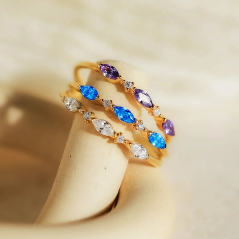 Marquise Birthstone Ring In 925 Sterling Silver For Women Geometric Minimalist Stackable Ring With Rhinestone Jewelry
