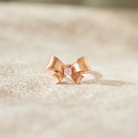 925 Sterlingsilber Schleife Offener Ring Für Damen Mattiert Roségold Vergoldet Verstellbar Eingelegter Strass Einfacher Stil Fingerring Mode Schmuck Geschenk
