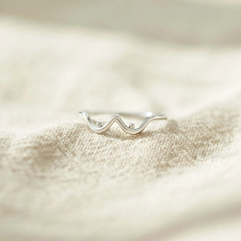 Anello Ondulato in Argento Sterling S925 per Donna Semplice Anello al Dito Geometrico di Moda Gioielli a Banda Sottile Regalo